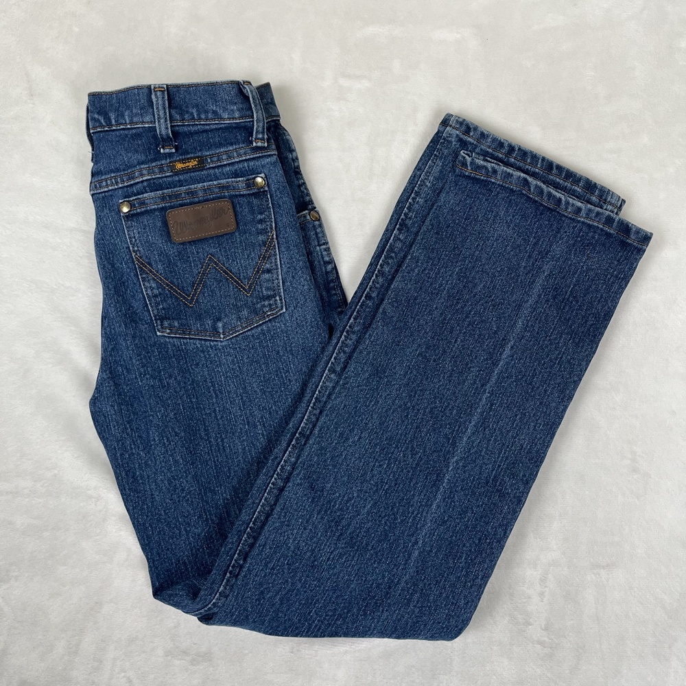 Wrangler Advanced Comfort Jeans Mens 29x32 Blue Slim Straight Stretch Denim